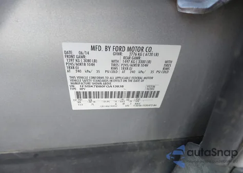 2015 Ford Explorer from USA, damaged, VIN 1FM5K7B80FGA13838